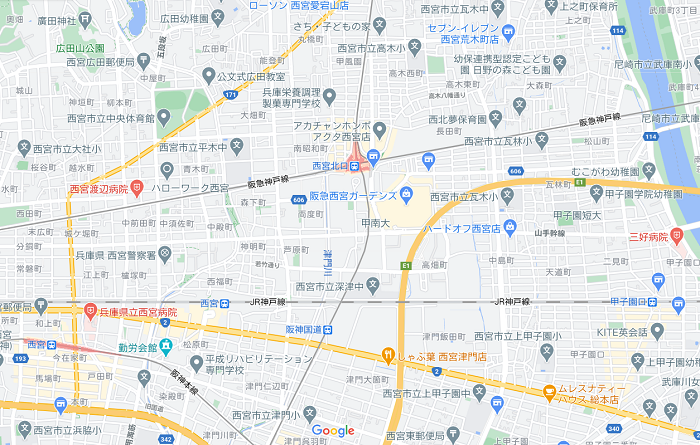 兵庫県西宮　地図